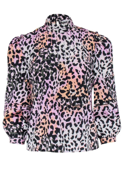 Current Boutique-Veronica Beard - Pink, Black, & Multi Color Leopard Print Shirt Sz 2