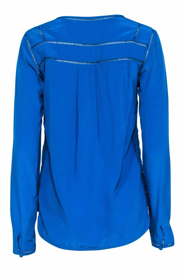 Current Boutique-Veronica Beard - Teal Blue Long Sleeve Silk Blouse Sz 2