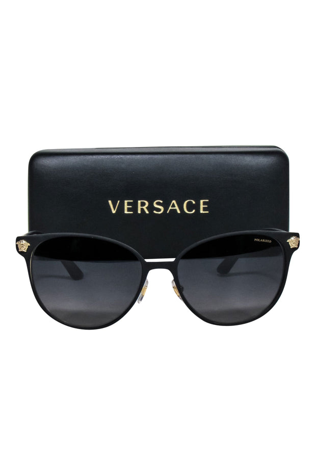Current Boutique-Versace - Black Matte Rounded Sunglasses