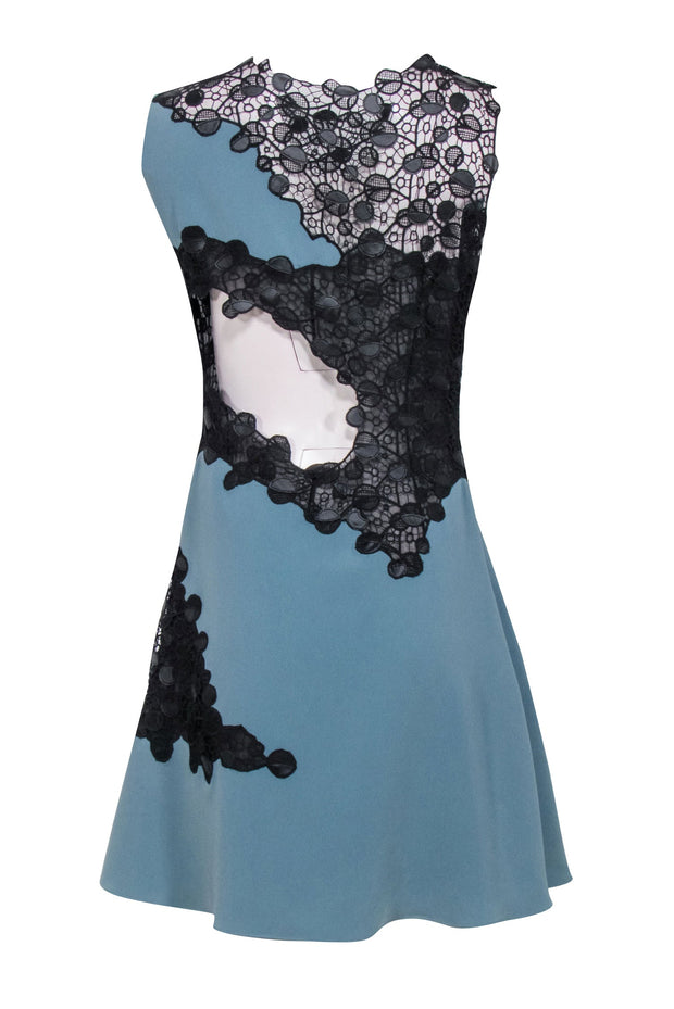 Current Boutique-Versace - Blue w/ Black Lace Sleeveless Dress Sz 8
