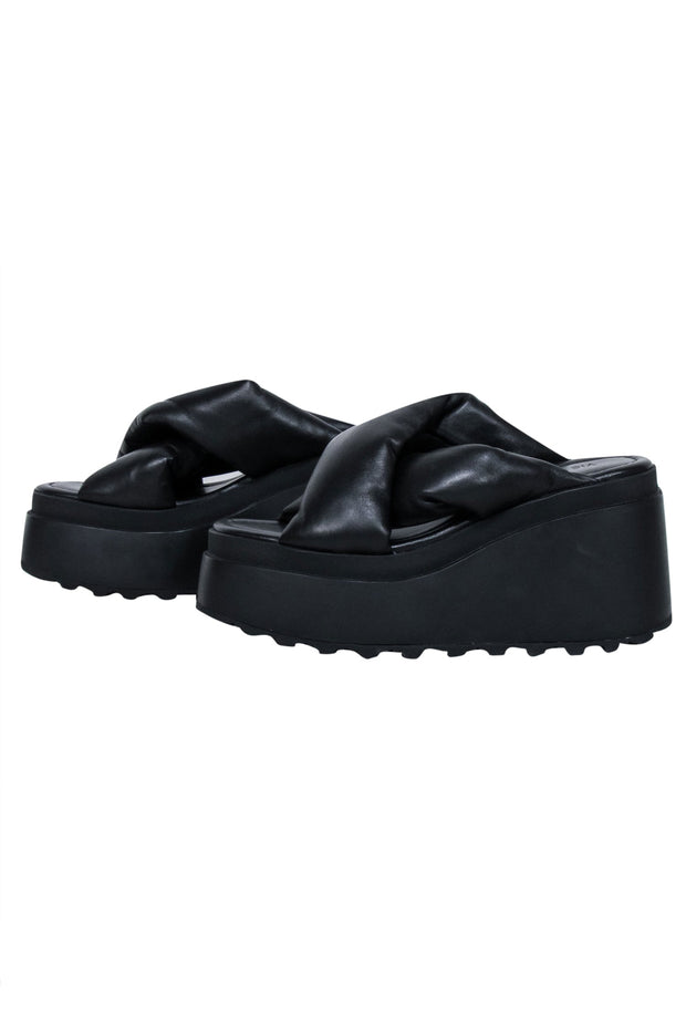 Current Boutique-Vic Matie - Black Platform Chunky Slide Sandals Sz 7