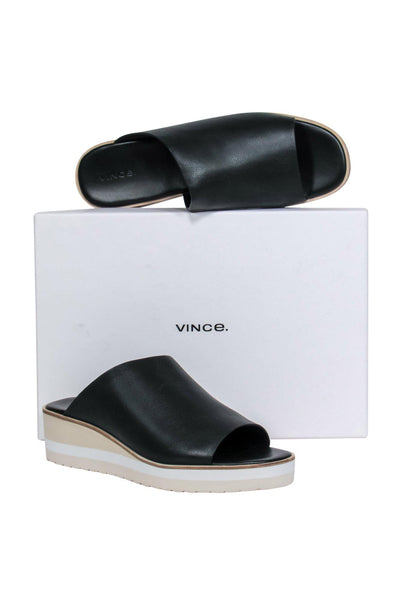 Current Boutique-Vince - Black Leather Slide Sandals Sz 9