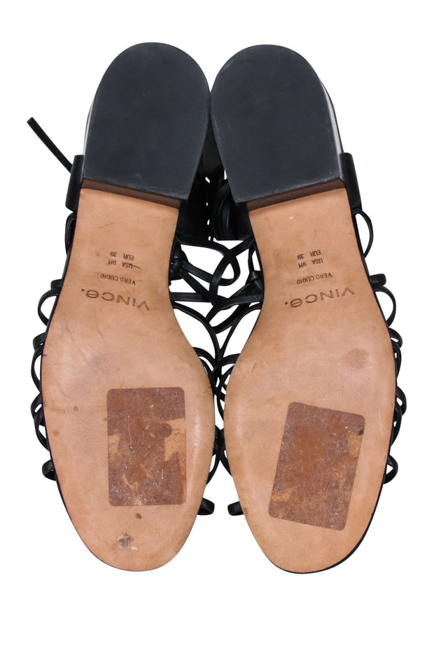 Current Boutique-Vince - Black Leather Strappy Sandals Sz 9