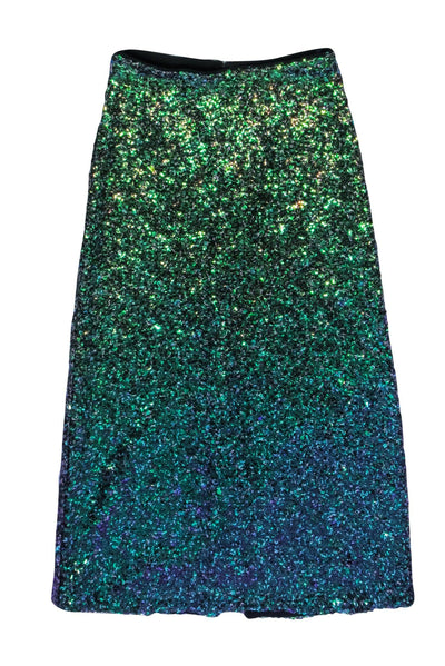 Current Boutique-Vince - Blue & Green Iridescent Sequin Skirt Sz XS Skirt