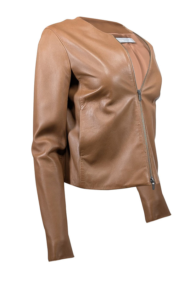 Current Boutique-Vince - Camel Brown Leather Jacket Sz S