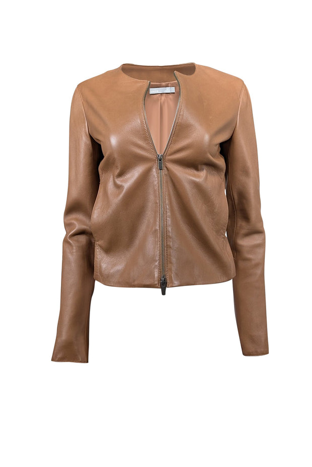 Current Boutique-Vince - Camel Brown Leather Jacket Sz S