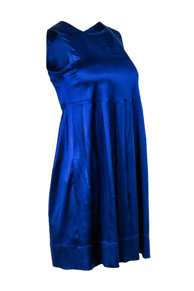 Current Boutique-Vince - Cobalt Blue Sleeveless Pleated w/ Button Down Back Mini Dress Sz 2