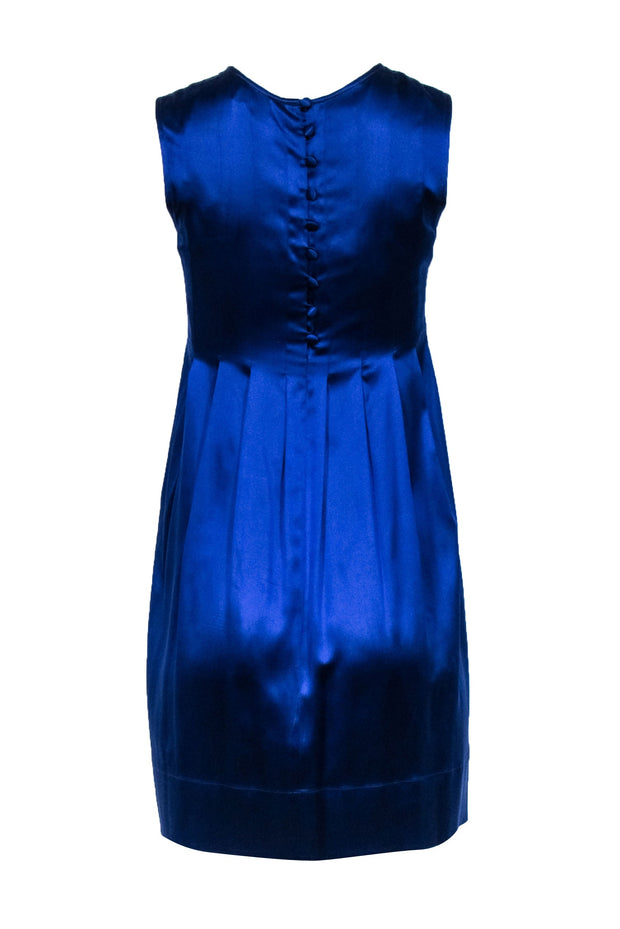 Current Boutique-Vince - Cobalt Blue Sleeveless Pleated w/ Button Down Back Mini Dress Sz 2