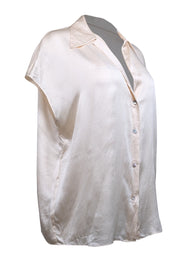 Current Boutique-Vince - Cream Satin Cap Sleeve Blouse Sz L