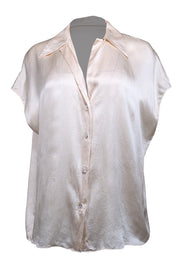 Current Boutique-Vince - Cream Satin Cap Sleeve Blouse Sz L