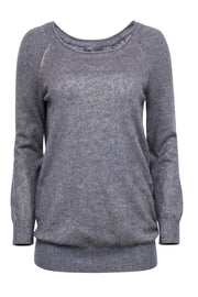 Current Boutique-Vince - Grey Cashmere Knit w/ Gold Metallic Accents Sweater Sz XS