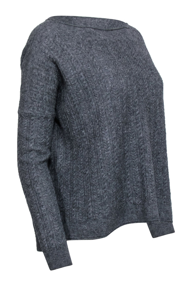 Current Boutique-Vince - Grey Wool Blend Cable Knit Sweater Sz M