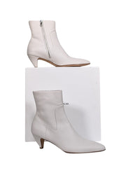 Current Boutique-Vince - Ivory Leather "Meta" Short Boots Sz 8.5