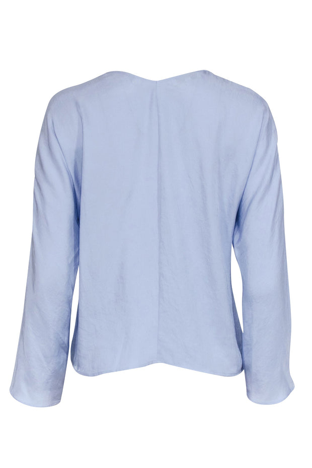 Current Boutique-Vince - Light Blue Faux Wrap Long Sleeve Blouse Sz S