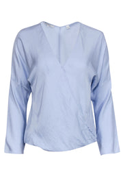 Current Boutique-Vince - Light Blue Faux Wrap Long Sleeve Blouse Sz S
