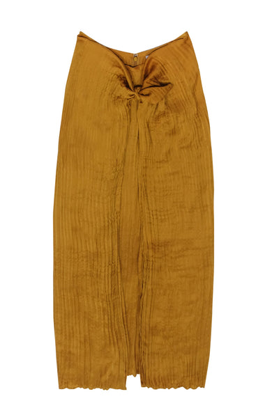 Current Boutique-Vince - Mustard Yellow Pleated Midi Skirt Sz XS
