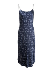 Current Boutique-Vince - Navy & Light Blue Floral Print Silk Midi Slip Dress Sz XS