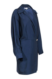 Current Boutique-Vince - Navy Long Faux Wrap Dress w/ Hammered Button Closure Sz 14