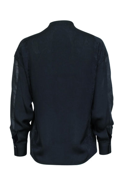 Current Boutique-Vince - Navy Long Sleeve Silk Blouse Sz XS