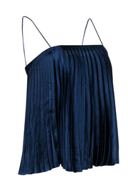 Current Boutique-Vince - Navy Pleated Satin Sleeveless Top Sz XS