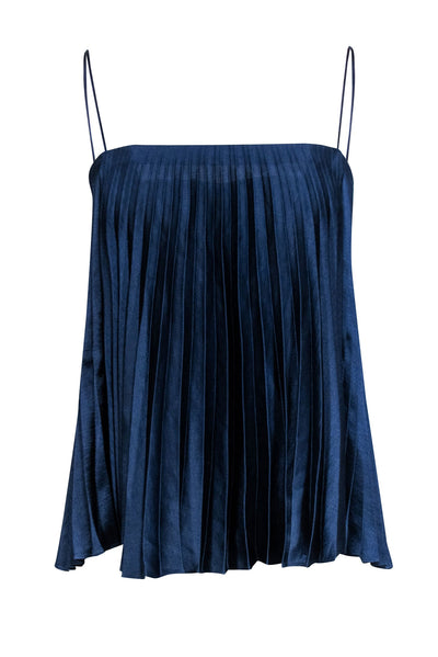Current Boutique-Vince - Navy Pleated Satin Sleeveless Top Sz XS