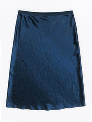 Current Boutique-Vince- Navy Satin A-line Midi Skirt Sz L