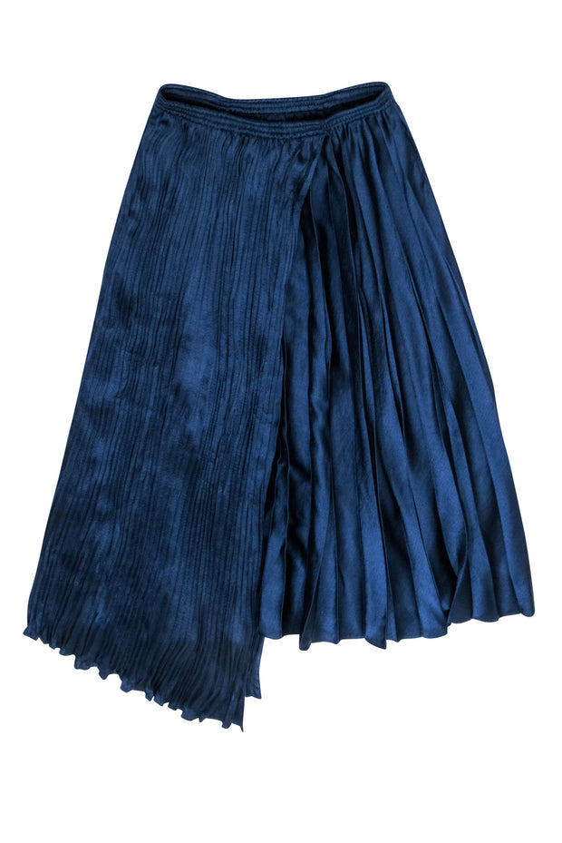 Current Boutique-Vince - Navy Satin Pleated Midi Skirt Sz XS