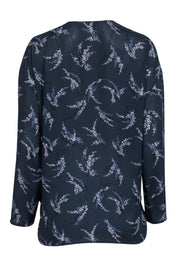 Current Boutique-Vince - Navy Sprig Floral Print Blouse Sz M