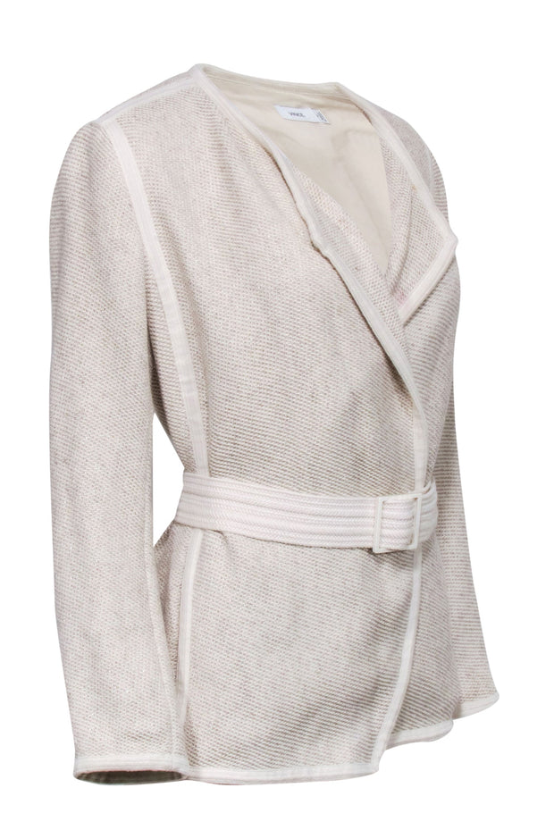 Current Boutique-Vince - Oatmeal Knit Jacket w/ Waist Tie Sz M