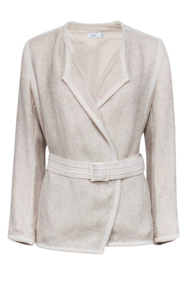 Current Boutique-Vince - Oatmeal Knit Jacket w/ Waist Tie Sz M