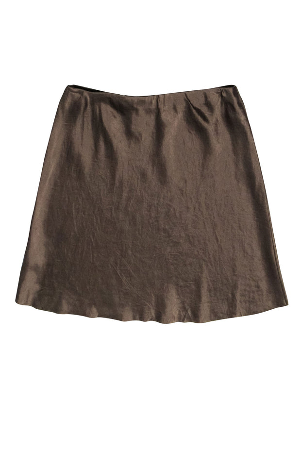 Current Boutique-Vince - Olive Satin Flared Skirt Sz S