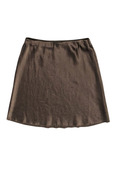 Current Boutique-Vince - Olive Satin Flared Skirt Sz S
