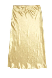 Current Boutique-Vince - Pale Satin Yellow Maxi Slip Skirt Sz S