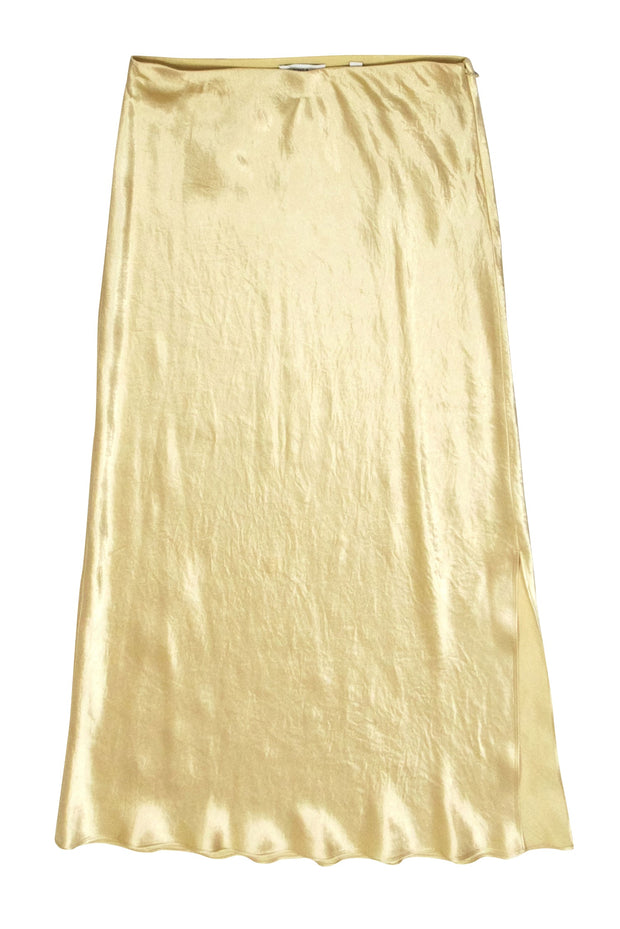Current Boutique-Vince - Pale Satin Yellow Maxi Slip Skirt Sz S