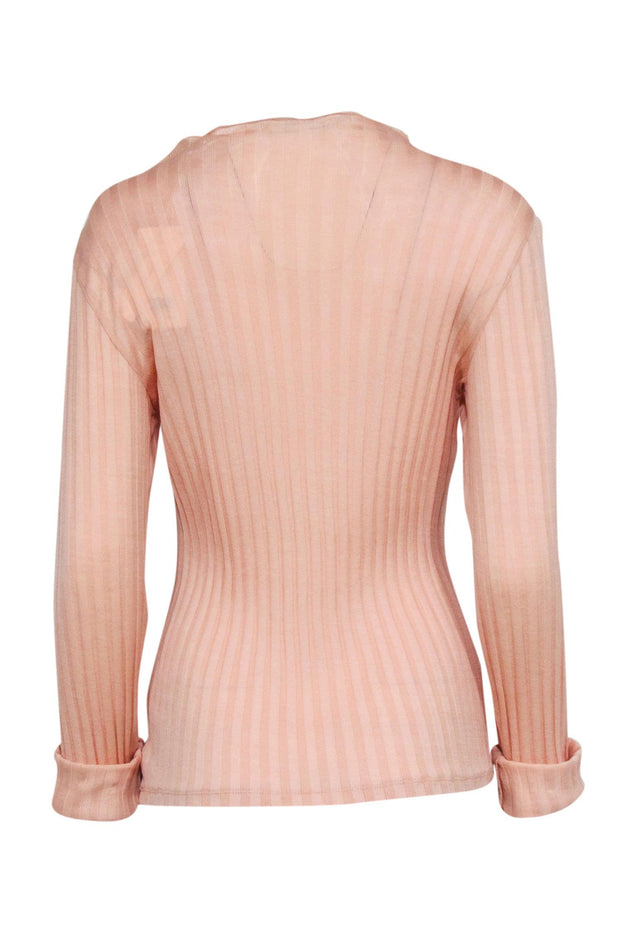 Current Boutique-Vince - Peach Ribbed Long Sleeve Knit Top Sz L