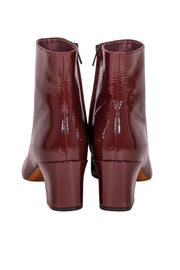 Current Boutique-Vince - Red Wine Patent Leather "Charli" Short Boots Sz 8.5