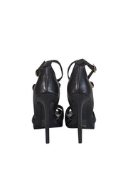 Current Boutique-Vivenne Westwood - Black Leather Strappy Open Tow Pumps Sz 9