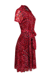 Current Boutique-Vivienne Tam - Red, Pink, & Black Print Collar Neckline Dress Sz 2