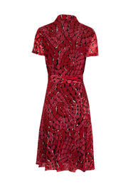 Current Boutique-Vivienne Tam - Red, Pink, & Black Print Collar Neckline Dress Sz 2