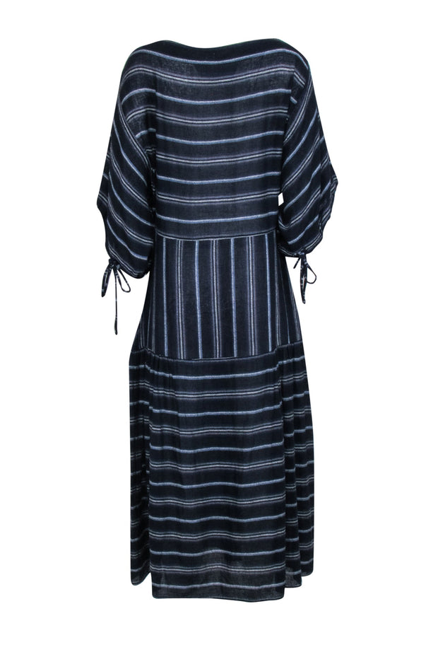 Current Boutique-Warm - Navy Blue Stripe Maxi Dress w/ Kimono Sleeves Sz 2