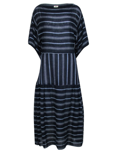 Current Boutique-Warm - Navy Blue Stripe Maxi Dress w/ Kimono Sleeves Sz 2