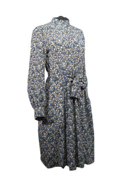 Current Boutique-Weekend Max Mara - Blue, Ivory, Green & Yellow Floral Print Silk Dress Sz 8