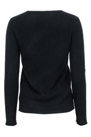 Current Boutique-White & Warren - Black Cashmere Ribbed Sweater Sz S
