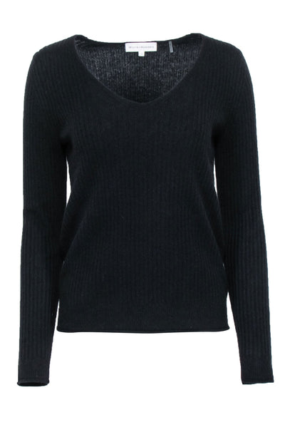 Current Boutique-White & Warren - Black Cashmere Ribbed Sweater Sz S