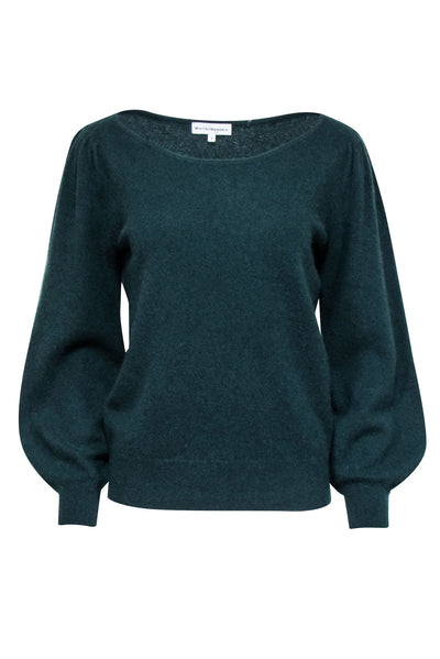 Current Boutique-White & Warren - Green Cashmere Blouson Sleeve Sweater Sz L