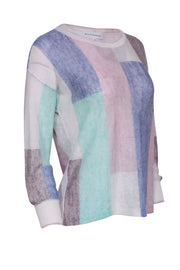 Current Boutique-White & Warren - Ivory and Pastel Multi Color Print Sweater Knit Sz XS