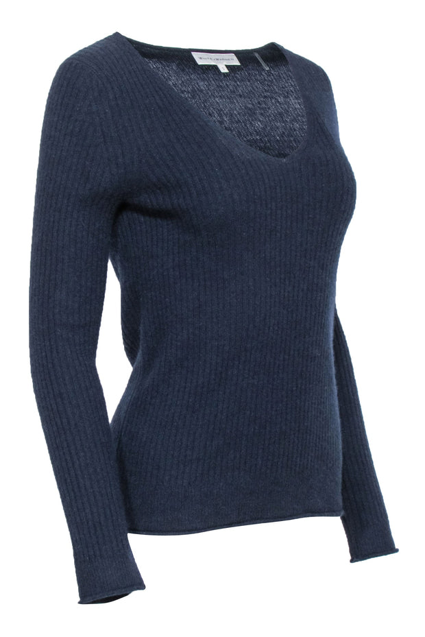 Current Boutique-White & Warren - Navy Cashmere Ribbed Sweater Sz S