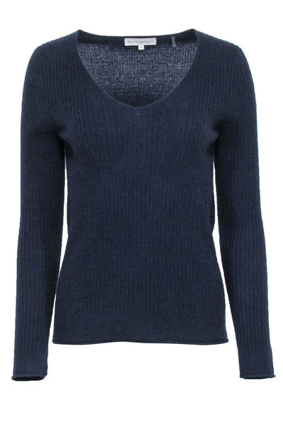 Current Boutique-White & Warren - Navy Cashmere Ribbed Sweater Sz S