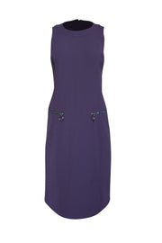 Current Boutique-Worth - Dark Purple Wool Sleeveless Dress Sz 10