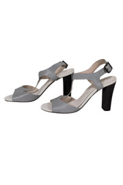 Current Boutique-Wythe NY - Grey & Cream T-Strap Open Toe Pumps Sz 10